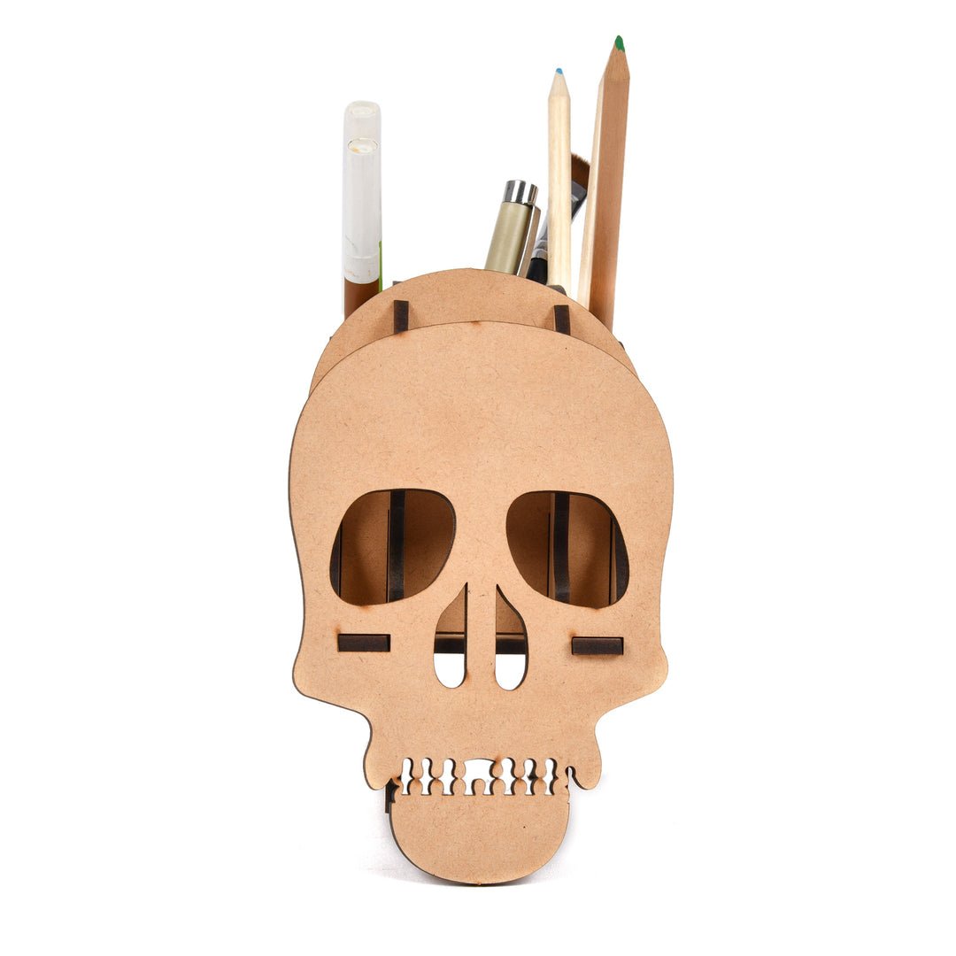 Wooden DIY Skull 3D Pen Holder Desk Organizer Table Décor