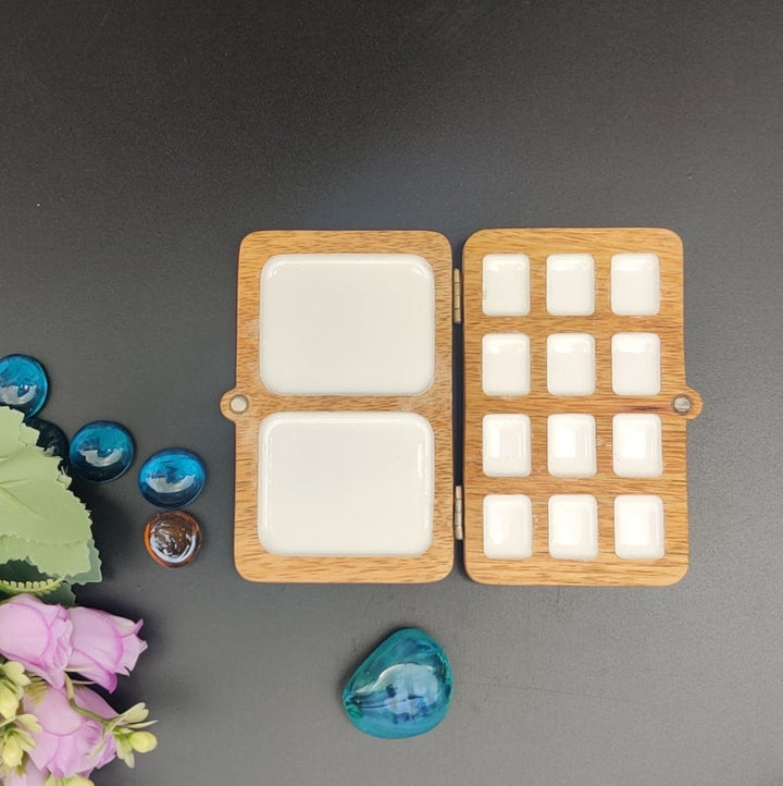 Portable Colour Palette | Wooden Painting Tray (12+2)