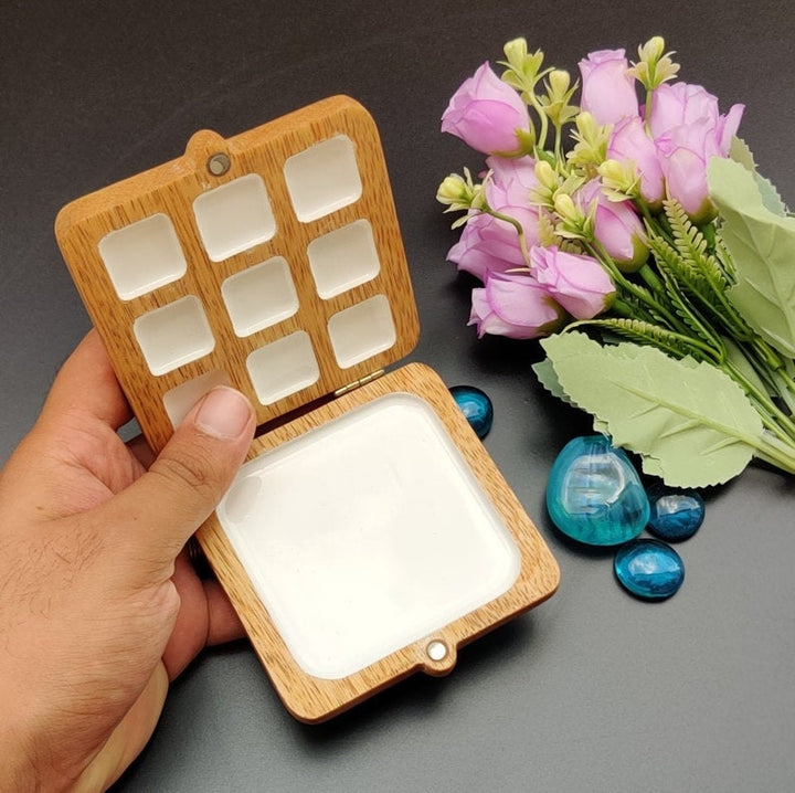 Portable Wooden Colour Palette | Tray For Painting | Wooden Colour Palette Box(9+1)