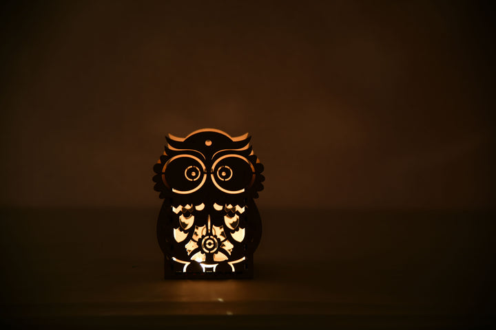 Wooden Owl Tea-light Holder